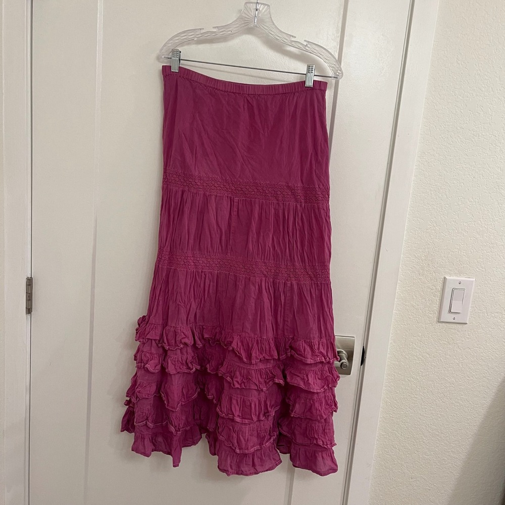 White Diamonds Ruffled Pink Magenta Maci Skirt Ruffled Cottagecore Barbiecore
